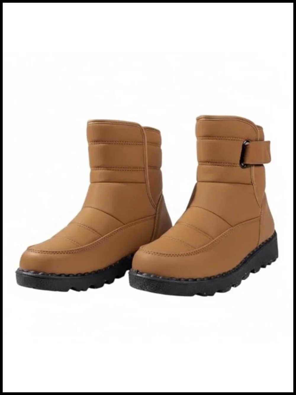 Women's Waterproof Snow Boots with Hook and Loop Round Toe Plush Lining Slip-On